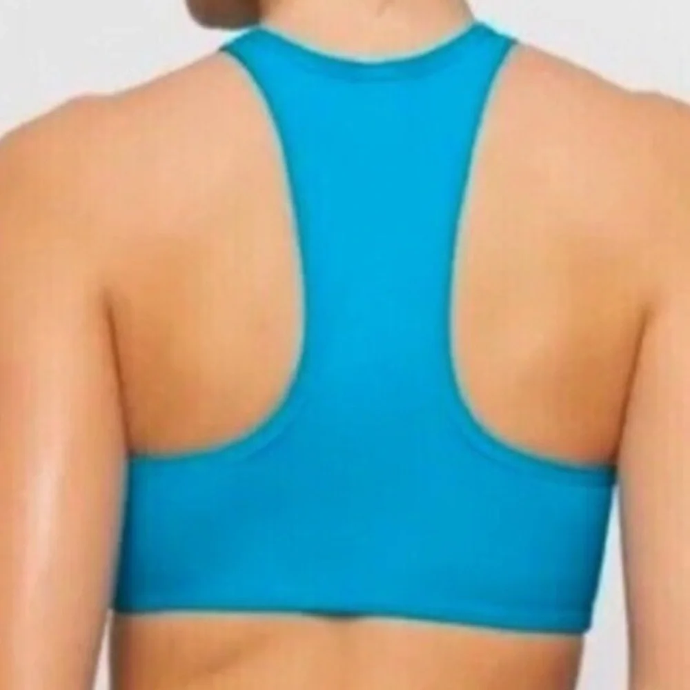NWT SKIMS L High-neck Racerback Bikini Top Recycled Nylon Turquoise